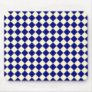 Yellow Blue Chequered Diamond Pattern  Mouse Pad