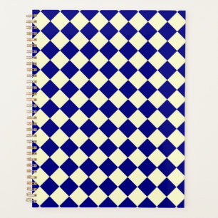 Yellow Blue Chequered Diamond Pattern Planner