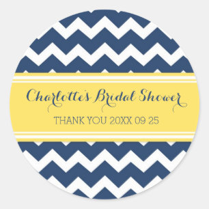 Yellow Blue Chevron Bridal Shower Favour Tags