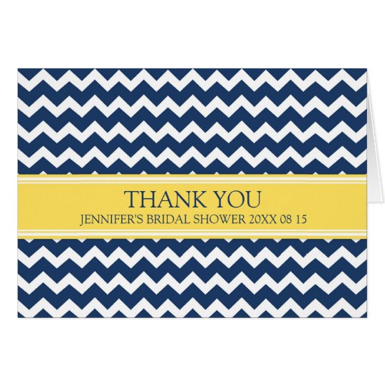 Yellow Blue Chevron Bridal Shower Thank You Card