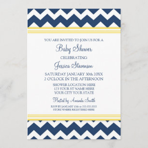 Yellow Blue Chevron Custom Baby Shower Invitations