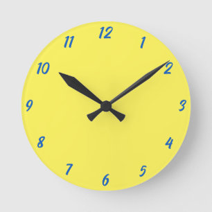 Yellow Blue Classy Elegant Custom Colour Cute Gift Round Clock