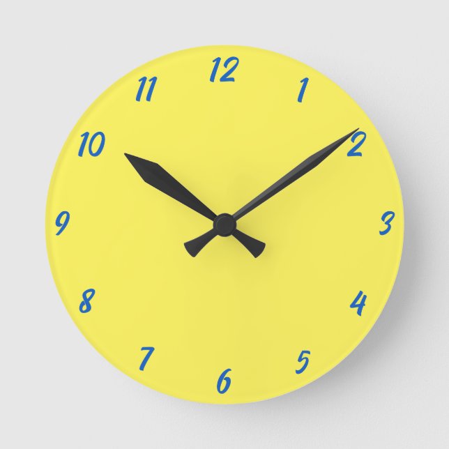 Yellow Blue Classy Elegant Custom Colour Cute Gift Round Clock (Front)