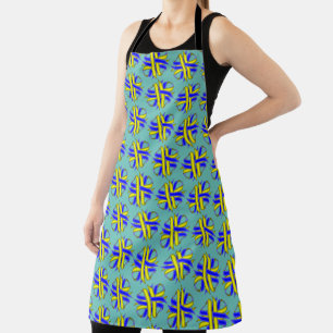 Yellow-Blue Clover Ribbon by Kenneth Yoncich Apron