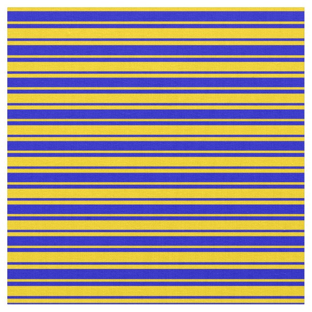 Yellow & Blue Coloured Stripes Fabric (Close Up)