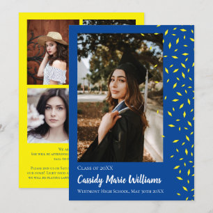 Yellow Blue Confetti Graduation Announcement
