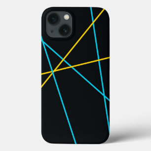 Yellow, Blue, cool, trendy, urban, modern lines iPhone 13 Case