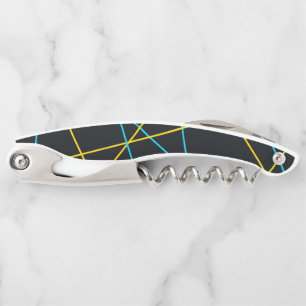 Yellow, Blue, cool, trendy, urban, modern lines Corkscrew