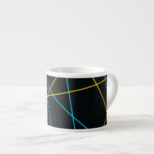 Yellow, Blue, cool, trendy, urban, modern lines Espresso Cup
