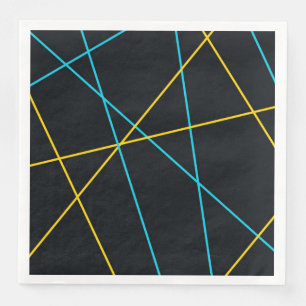 Yellow, Blue, cool, trendy, urban, modern lines Napkin
