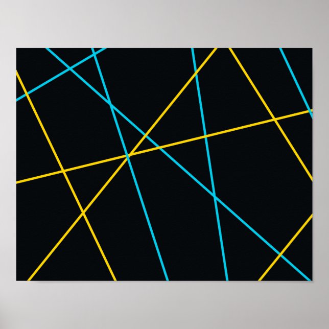 Yellow, Blue, cool, trendy, urban, modern lines Poster (Front)