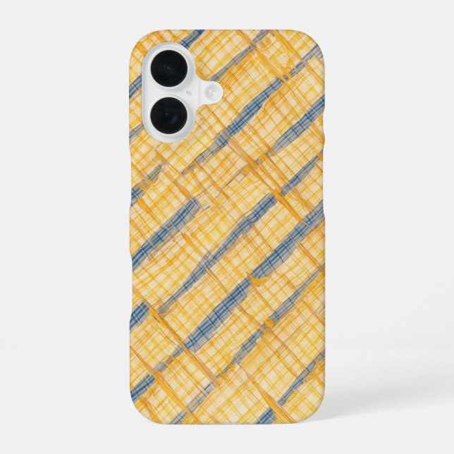 Yellow & Blue Diagonal Grid Pattern Phone Case (Back)