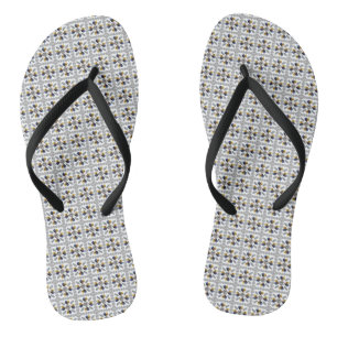 Yellow & Blue Diamond & Gemstone Art Flip Flops
