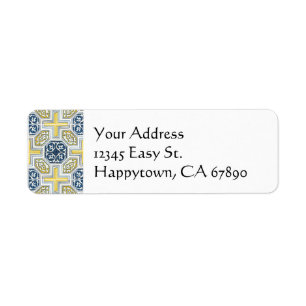 Yellow Blue Faux Tile Custom Address Template