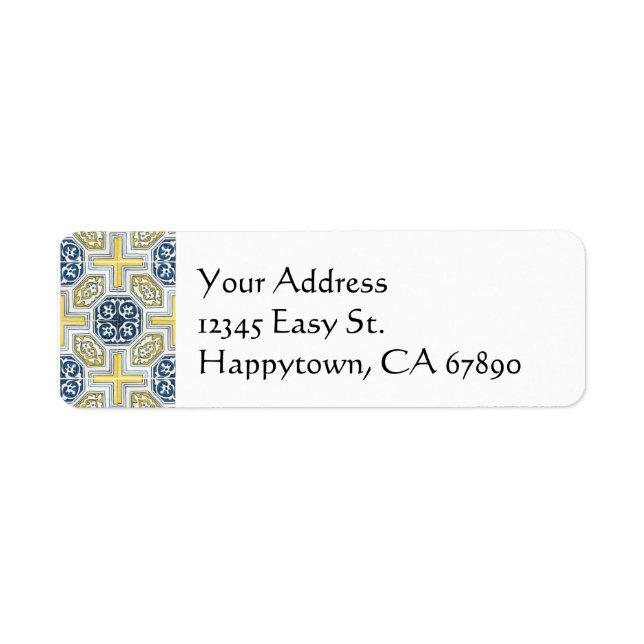 Yellow Blue Faux Tile Custom Address Template (Front)