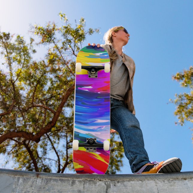 Yellow Blue Fingerpainting Skateboard (Outdoor 1)