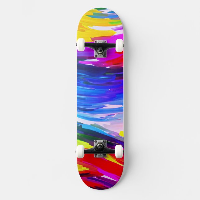 Yellow Blue Fingerpainting Skateboard (Front)