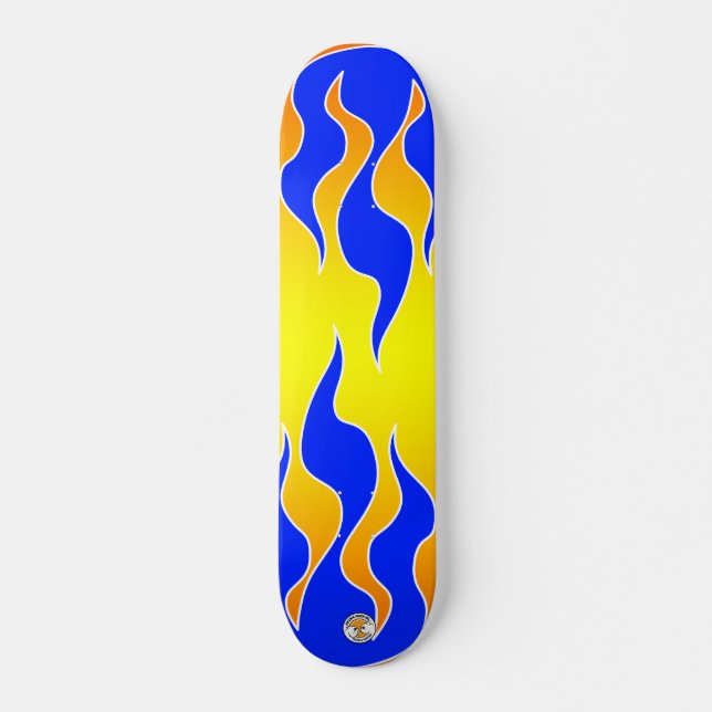 Yellow & Blue Flame Board Skateboard (Front)