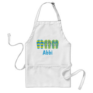 Yellow & Blue Flip Flops Personalized Apron
