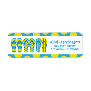 Yellow & Blue Flip Flops Return Address Labels