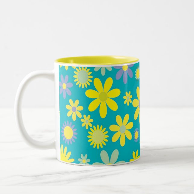 Yellow Blue Floral Mug (Left)
