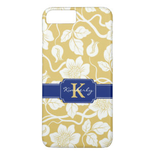 Yellow & blue floral name / initial iPhone 8 plus/7 plus case