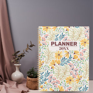 Yellow Blue Floral Planner & Journal Notebook