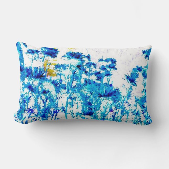 Yellow Blue Flower Pillow (Front)
