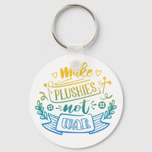 Yellow Blue Gradient Peace Quote for Plush Makers Keychain