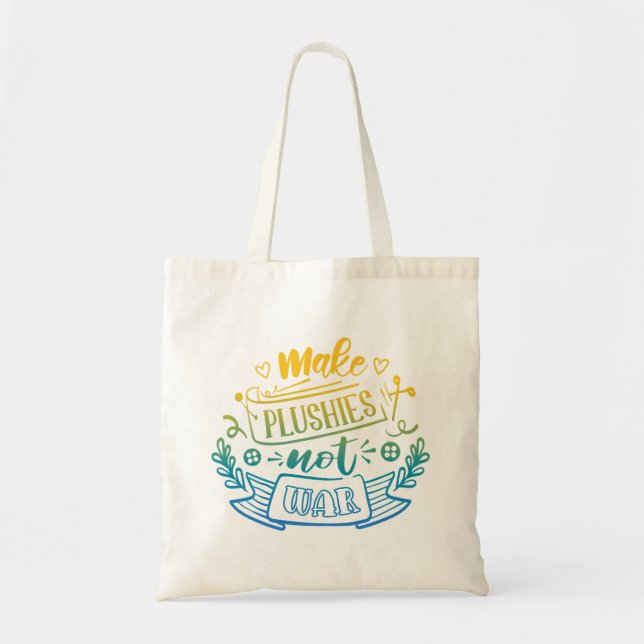 Yellow Blue Gradient Peace Quote for Plush Makers Tote Bag (Front)