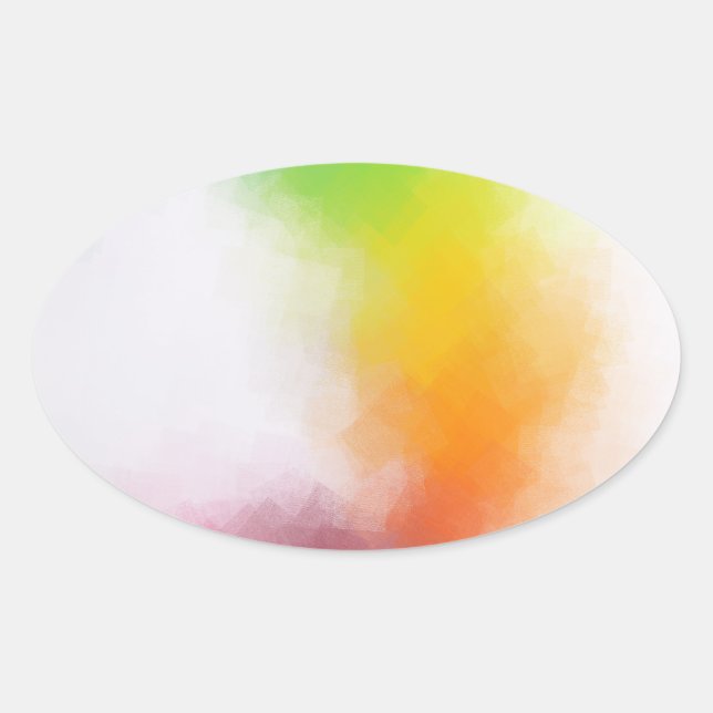 Yellow Blue Green Pink Red Trendy Modern Abstract Oval Sticker (Front)