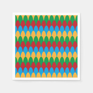 Yellow Blue Green & Red Geometric Scallops Napkin
