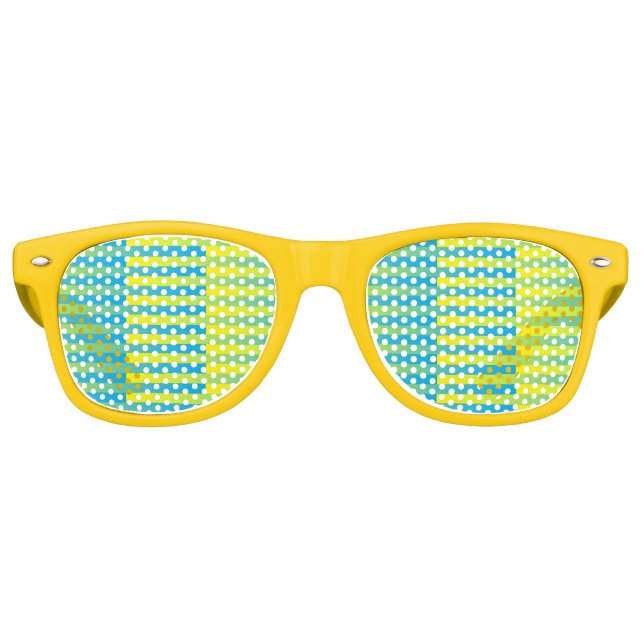 Yellow Blue Green Stripes Seamless Pattern Retro Sunglasses (Front)