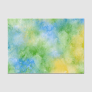 Yellow Blue Green Watercolor Abstract Tissue Paper