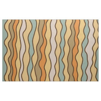 Yellow Blue Green Wavy Stripes Y2K Retro Fabric