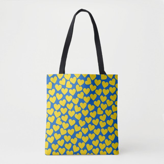 Yellow blue hearts background  tote bag (Front)