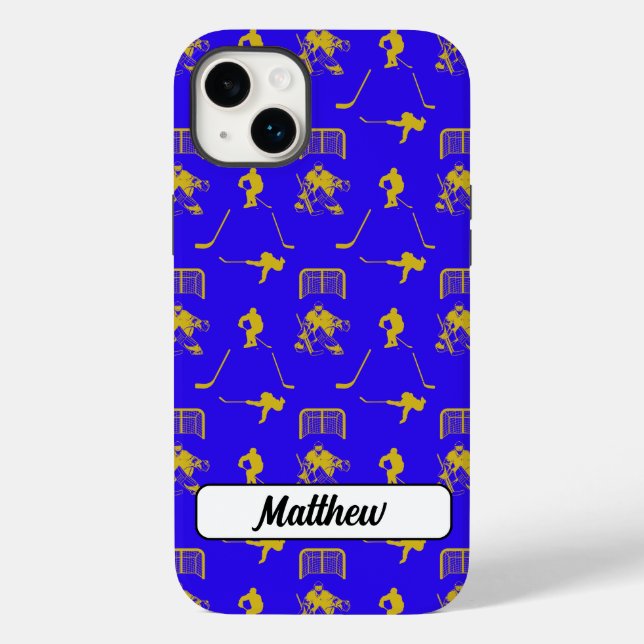 Yellow Blue Hockey Trendy Seamless Pattern Case-Mate iPhone Case (Back)
