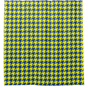Yellow Blue Houndstooth Plaid Check