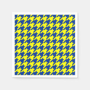 Yellow Blue Houndstooth Plaid Check Napkin