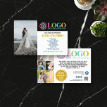Yellow Blue Logo Photos Promo Small Business Flyer<br><div class="desc">Blue and yellow marketing flyers for your small business personalized with your logo, photos, QR code, and custom text. Personalized promo flyers for your small business, perhaps photography, landscaping, beauty, wellness, and more. Add photos, address, social media, phone number and any information your future clients and customers might need. Generic...</div>
