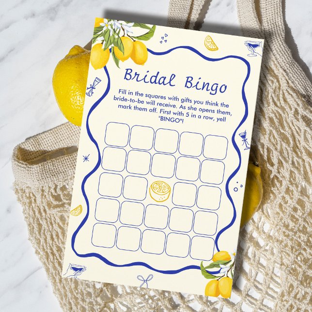 Yellow Blue Main Squeeze Bridal Shower Bingo Game (Creator Uploaded)