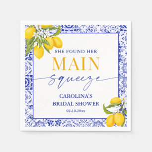 Yellow Blue Main Squeeze Bridal Shower Lemon Napkin