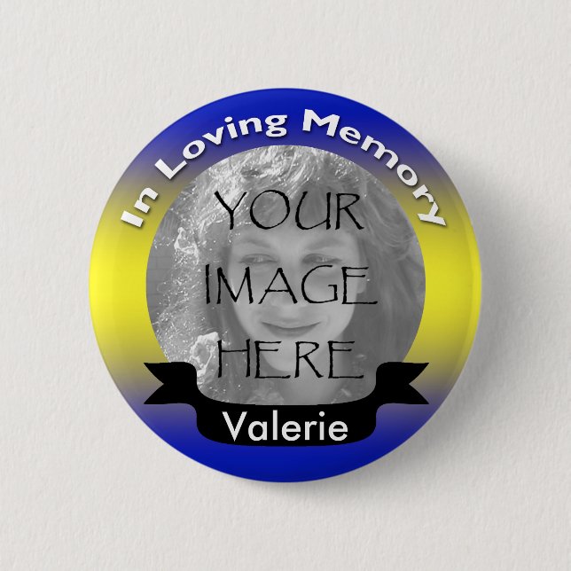 Yellow & Blue Memorial Photo Button (Front)