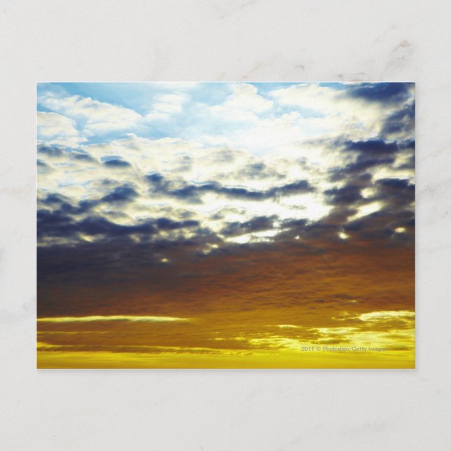Yellow Blue Moody Sunset with Clouds Postcard (Front)