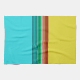 Yellow Blue Multicolor Striped Pattern Kitchen Towel