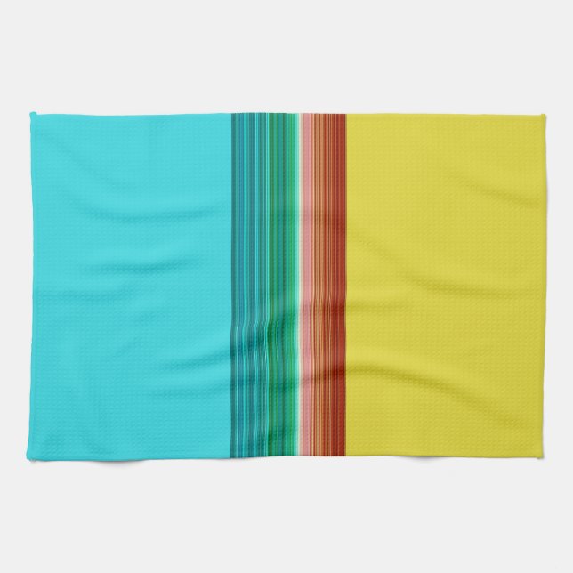 Yellow Blue Multicolor Striped Pattern Kitchen Towel (Horizontal)