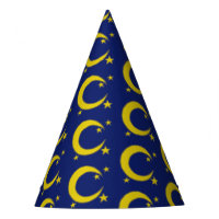 Yellow Blue Night Sky Crescent Moon Stars Evening