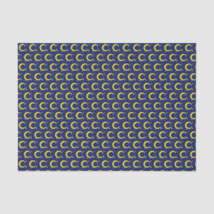 Yellow Blue Night Sky Crescent Moon Stars Evening Tissue Paper