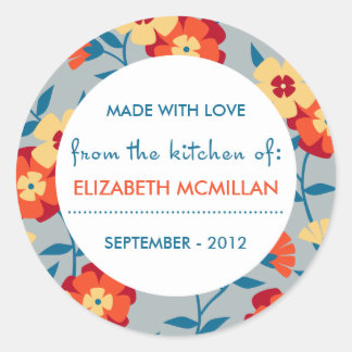 Yellow, Blue & Orange Modern Floral Canning Labels