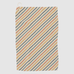 Yellow Blue Orange Retro Colour Stripes Pattern Golf Towel